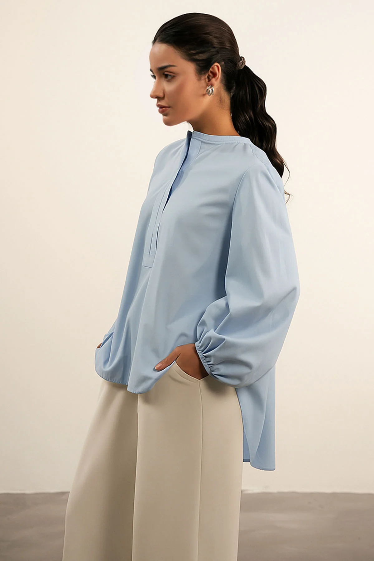 BALLOON SLEEVE POPLIN SHIRT - Image 5