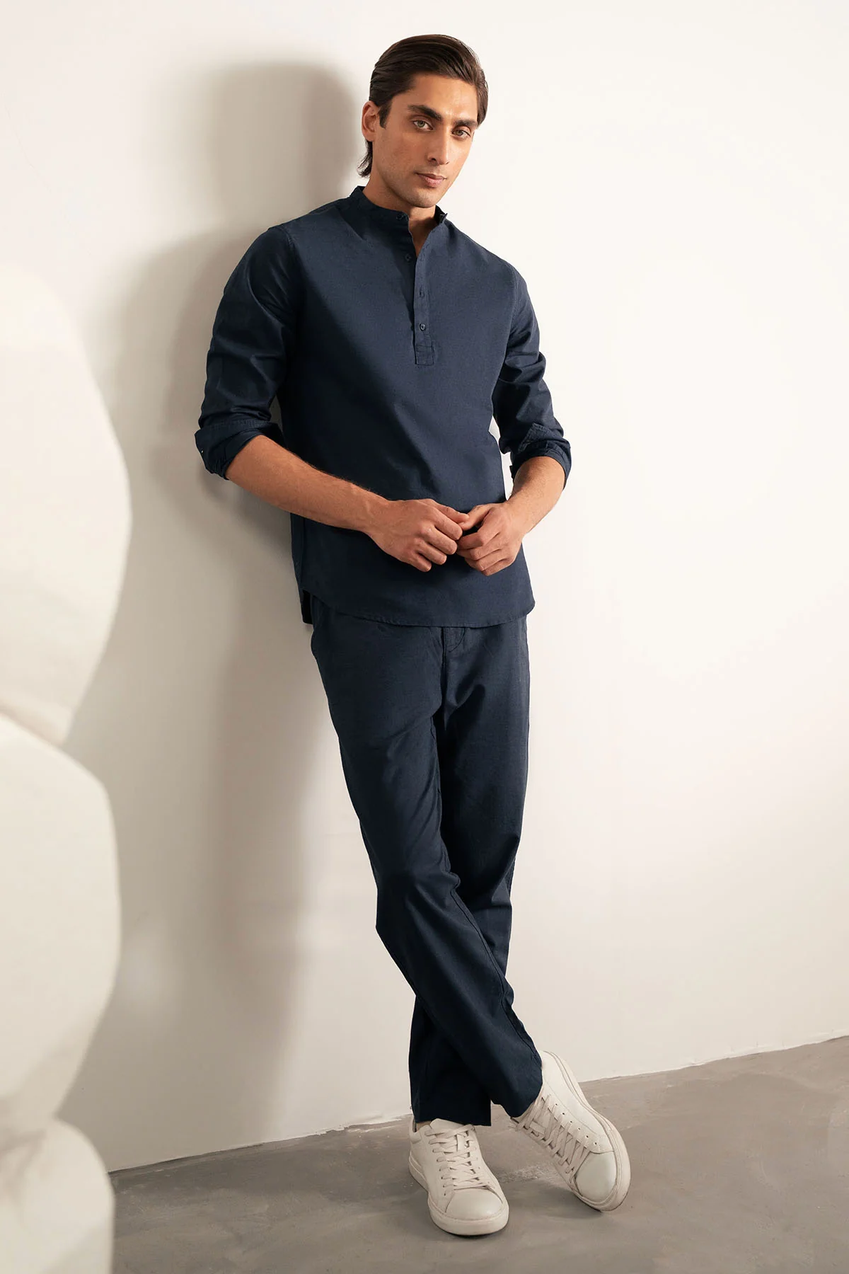 BAND COLLAR LINEN SHIRT - Image 4