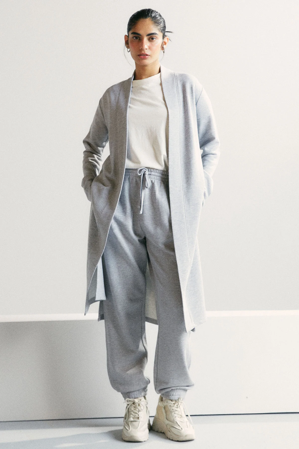 BASIC LONG CARDIGAN - PIMA TERRY - Image 3