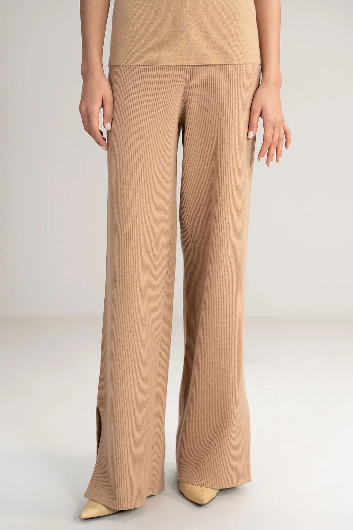 BEIGE WIDE PANTS - KNIT WEAR - Image 3