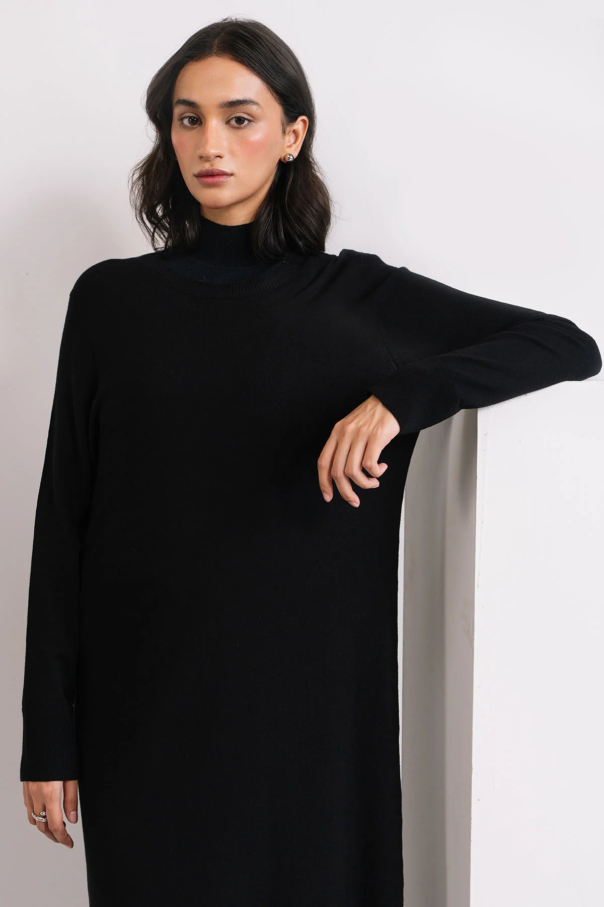 BLACK KNIT LONG DRESS - KNIT WEAR - Image 5