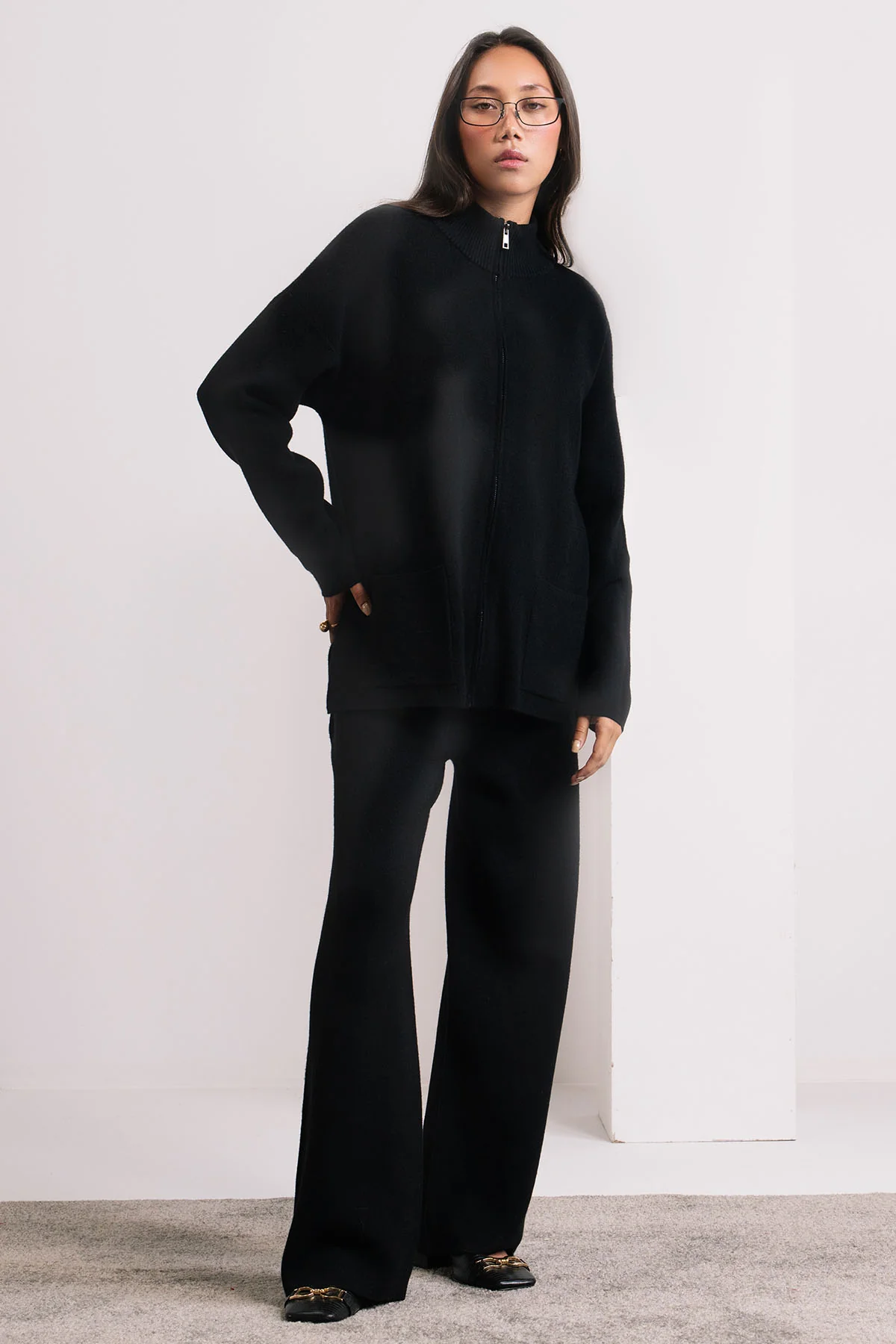 BLACK ZIP CO-ORD SET - KNIT WEAR - Image 7