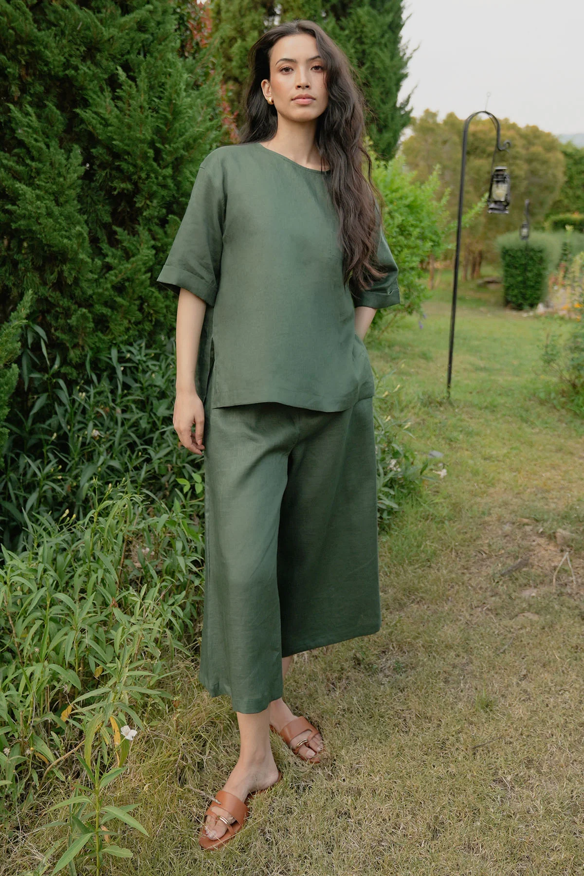 CROPPED PANTS- 100% LINEN