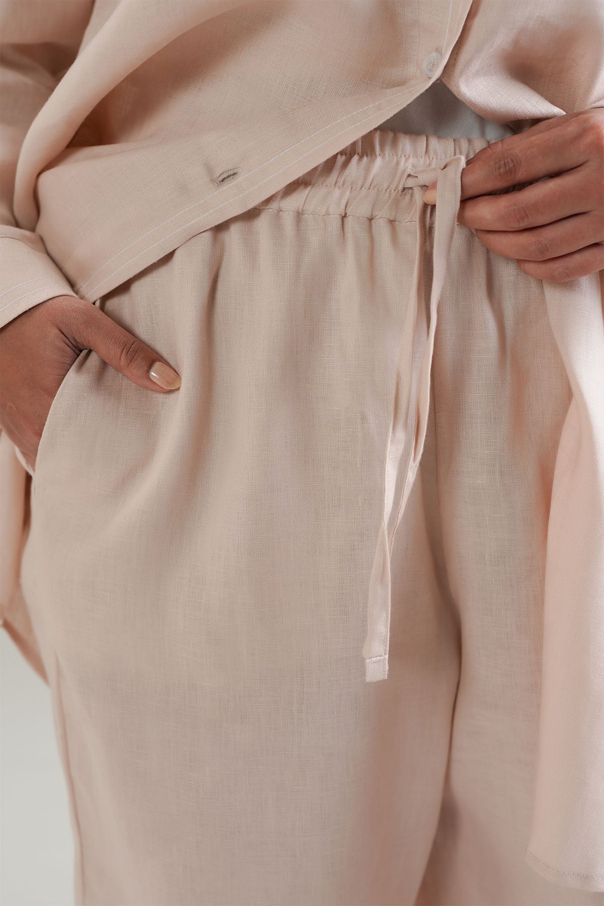 ELASTICATED RELAXED PANTS-100% LINEN - Image 3