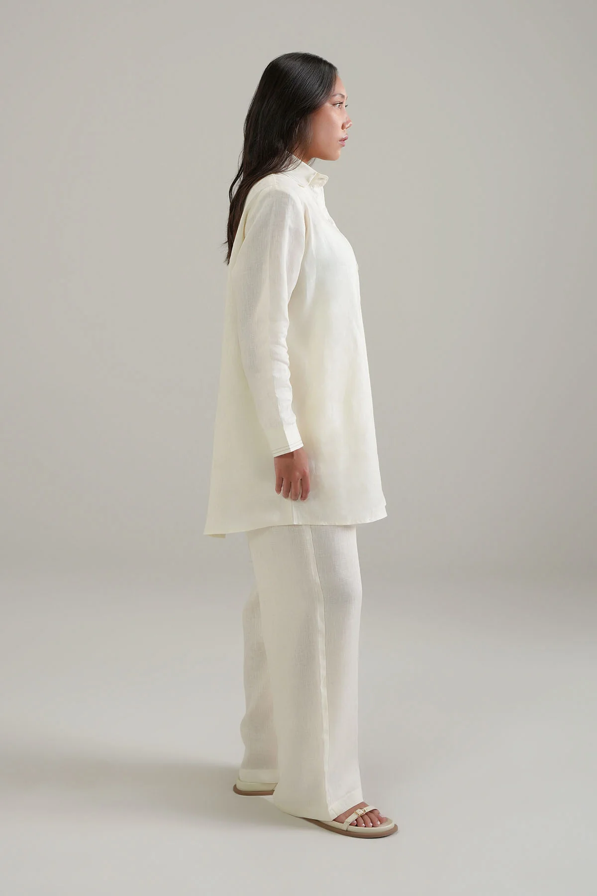 ELASTICATED RELAXED PANTS-100% LINEN - Image 2