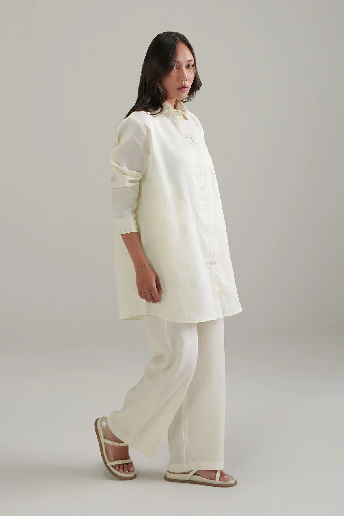 ELASTICATED RELAXED PANTS-100% LINEN - Image 4