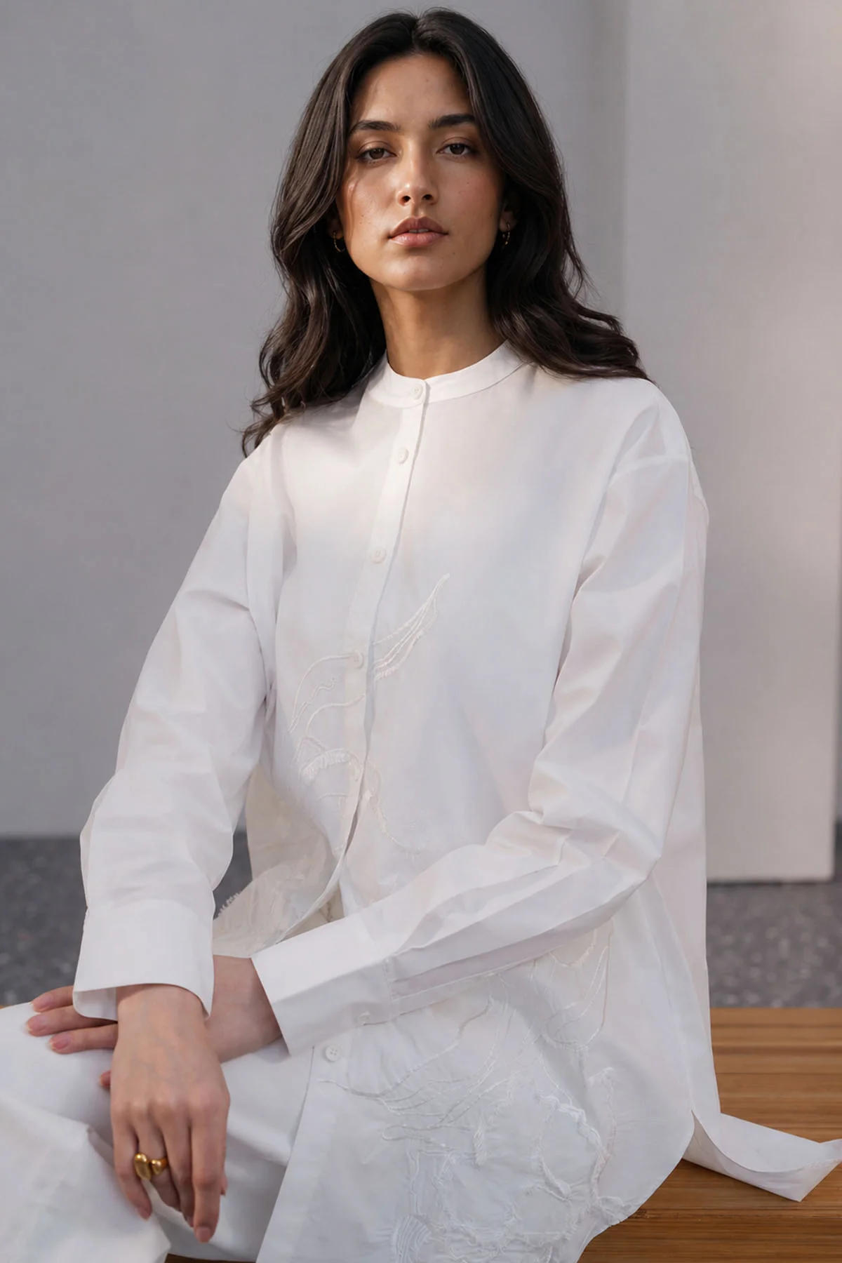 EMBROIDED POPLIN SHIRT - Image 3