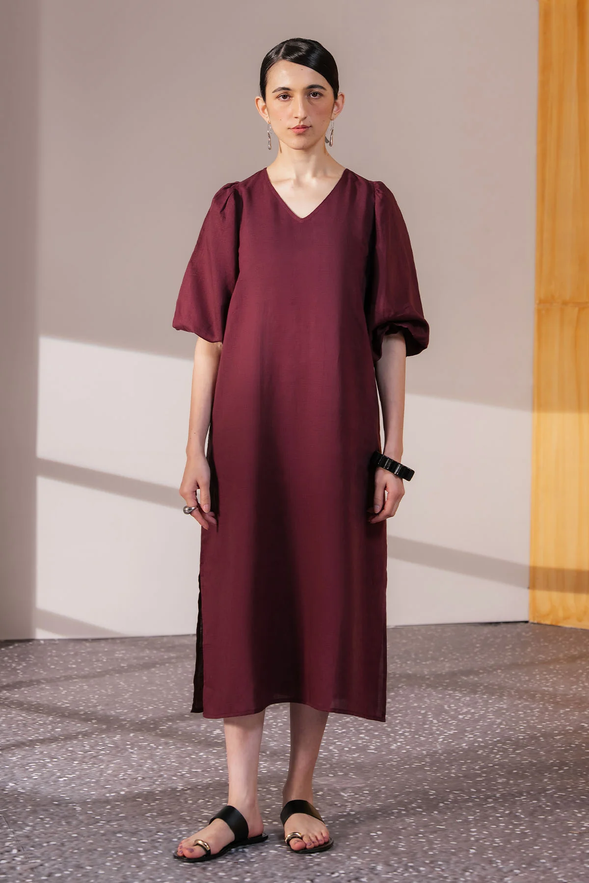 LINEN BLEND LONG DRESS