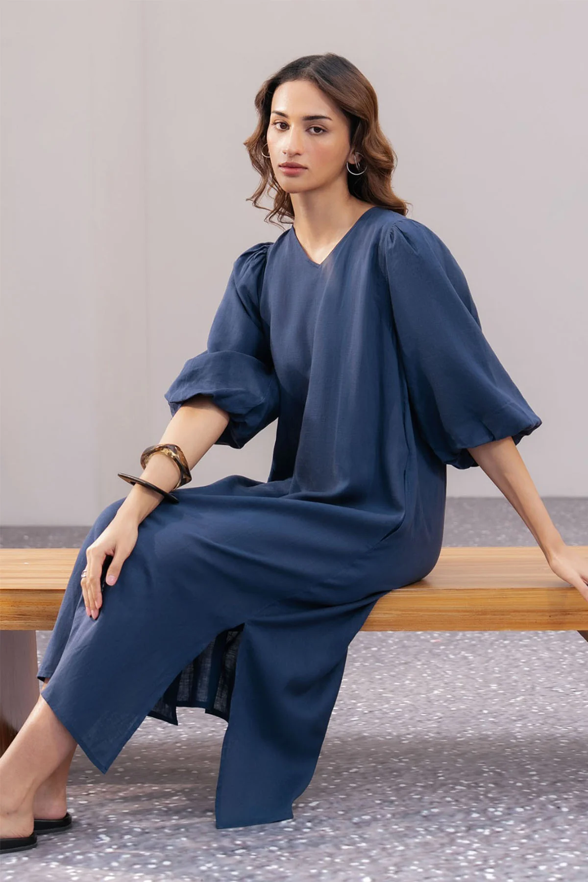 LINEN BLEND LONG DRESS - Image 3