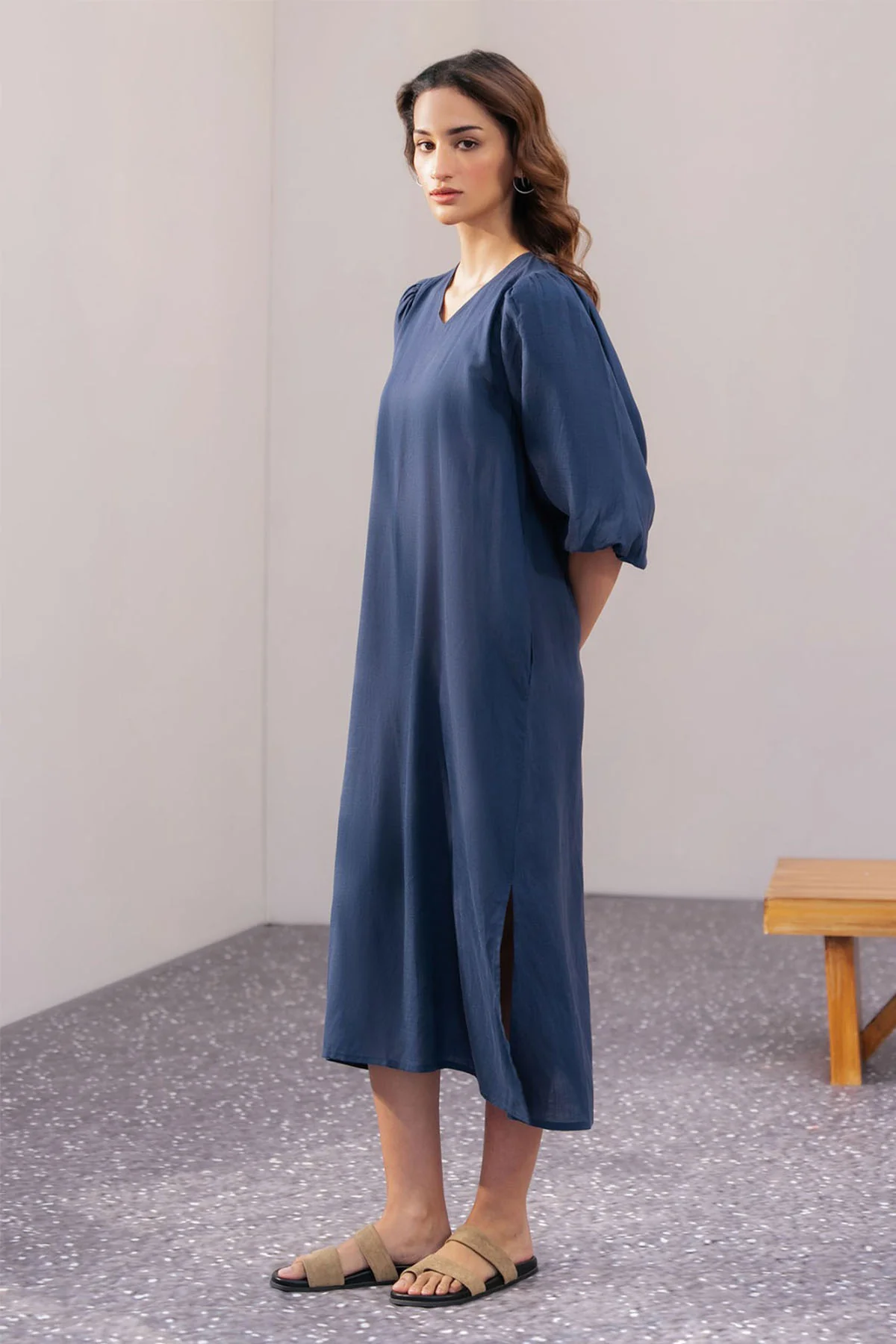LINEN BLEND LONG DRESS - Image 4