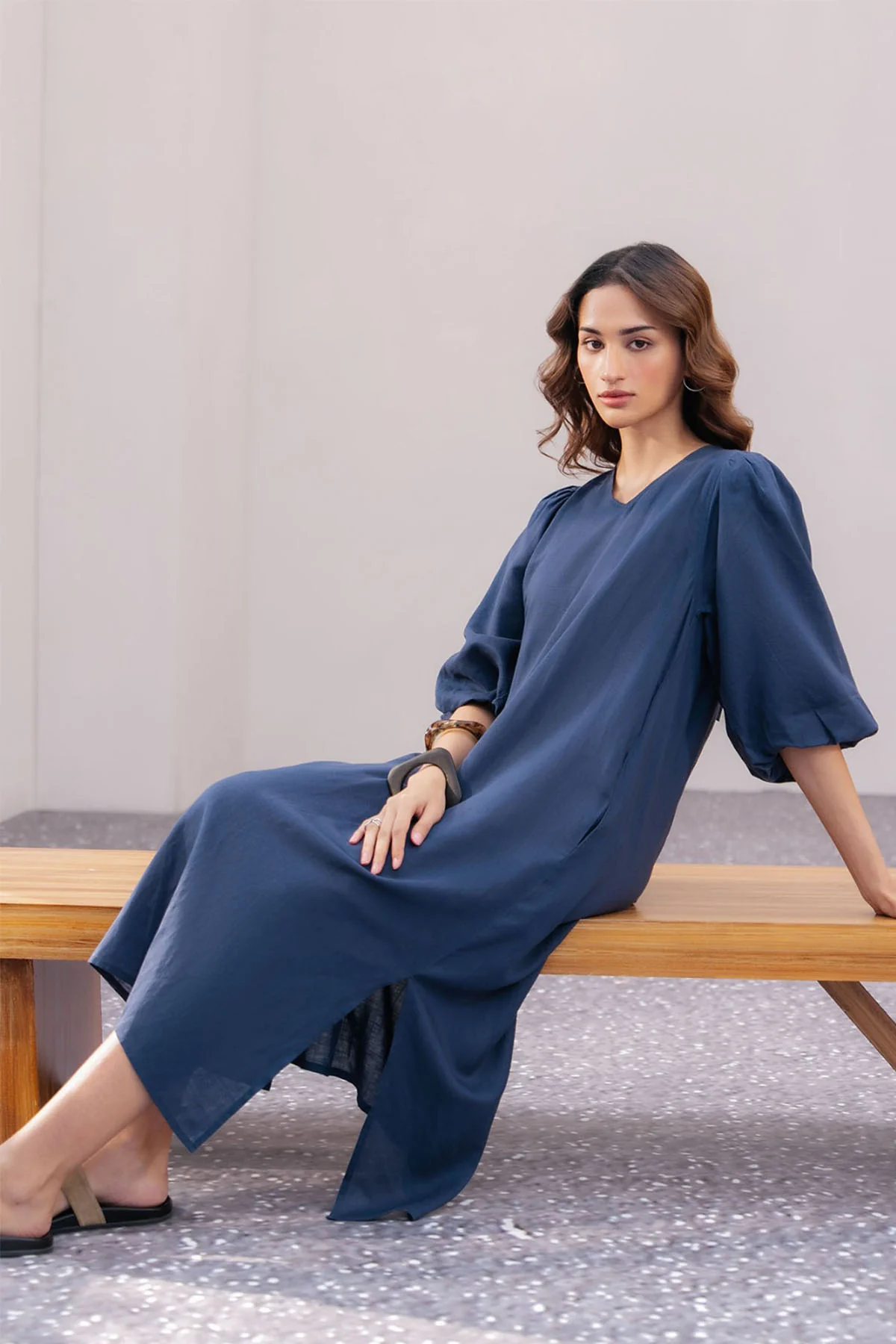 LINEN BLEND LONG DRESS - Image 6