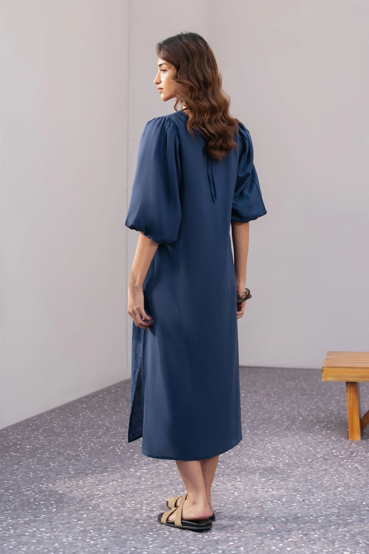 LINEN BLEND LONG DRESS - Image 7