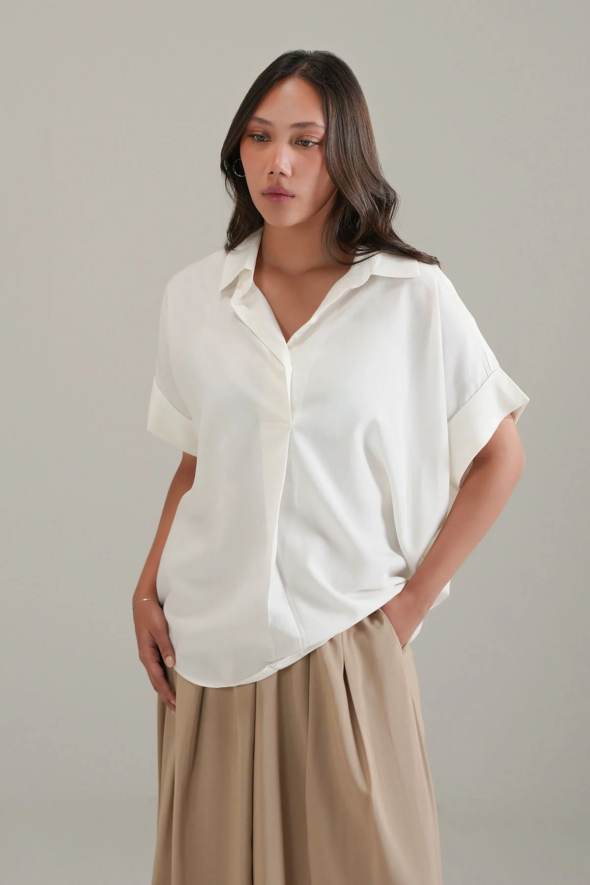 LINEN BLEND RELAXED TOP - Image 7