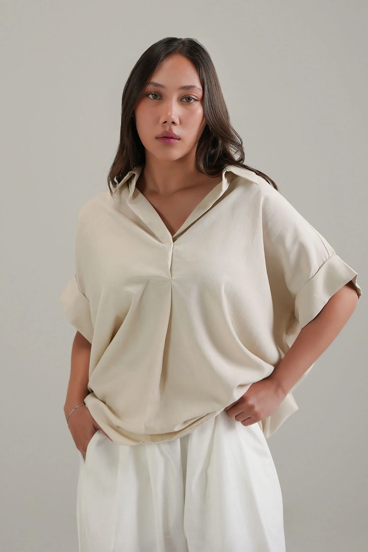 LINEN BLEND RELAXED TOP