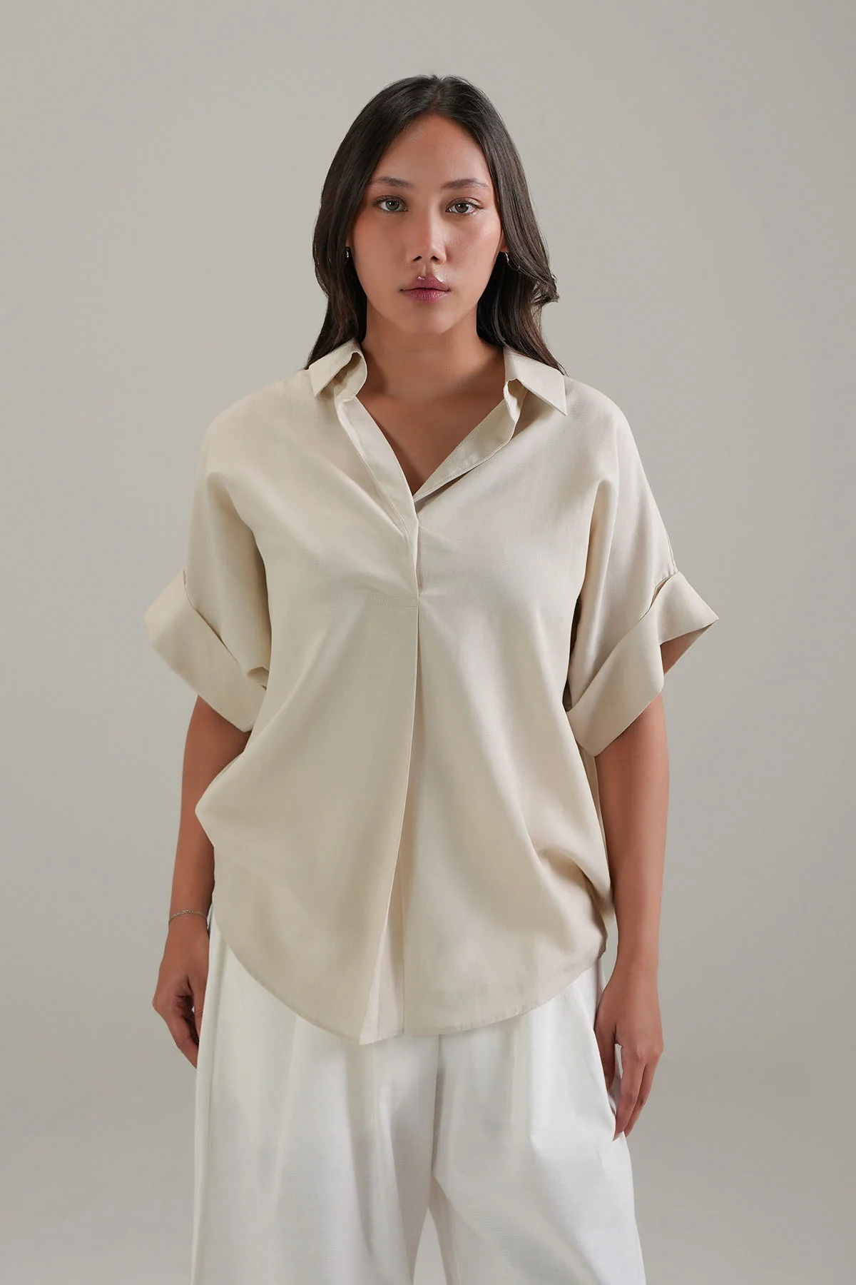 LINEN BLEND RELAXED TOP - Image 3
