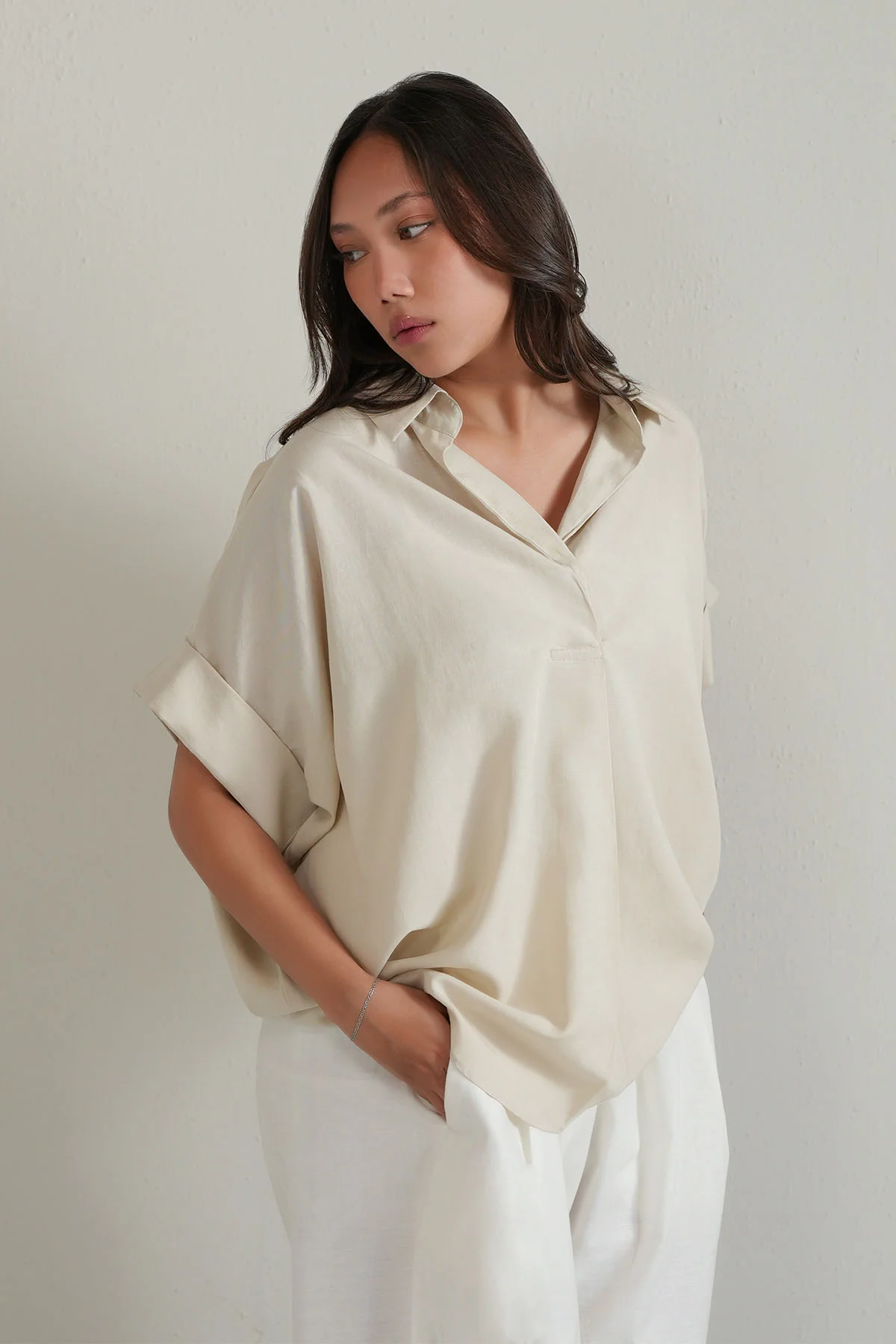 LINEN BLEND RELAXED TOP - Image 7