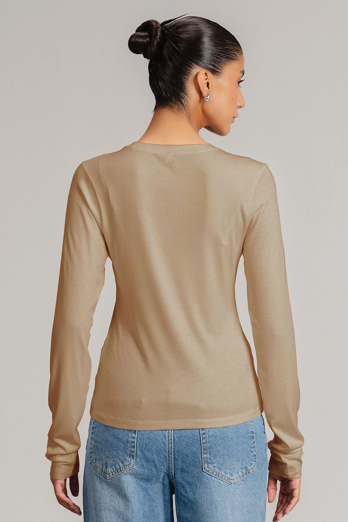 LONG SLEEVE RIBBED T-SHIRT - Image 3