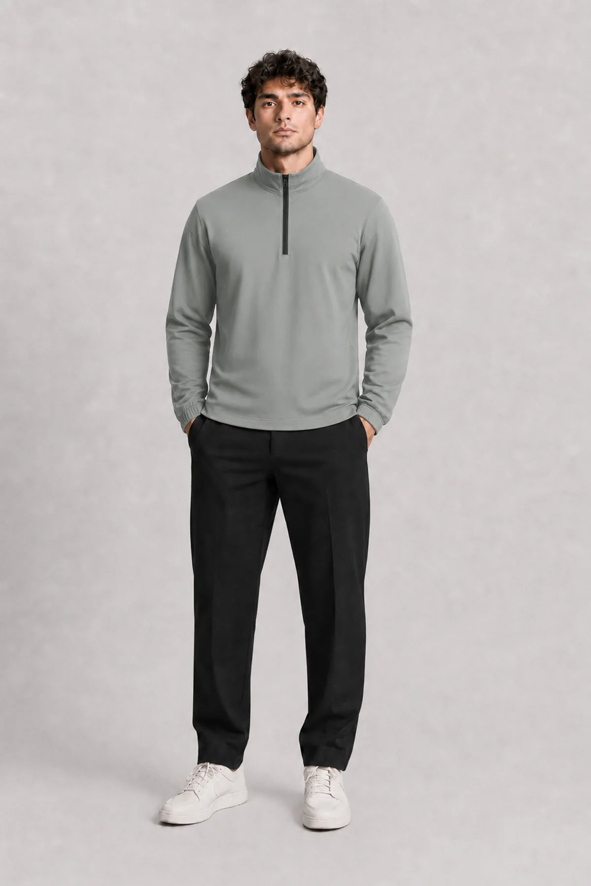 MEN TRAIN QUARTER ZIPPER-RIP STOP