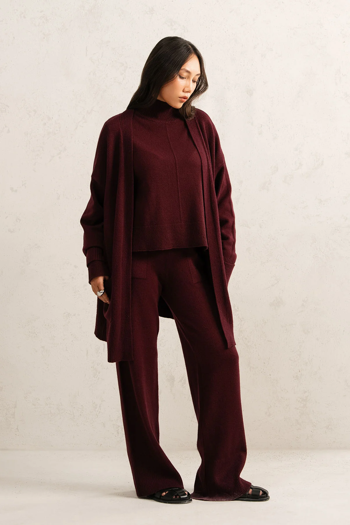 DEEP BURGUNDY KNIT SET - Image 2