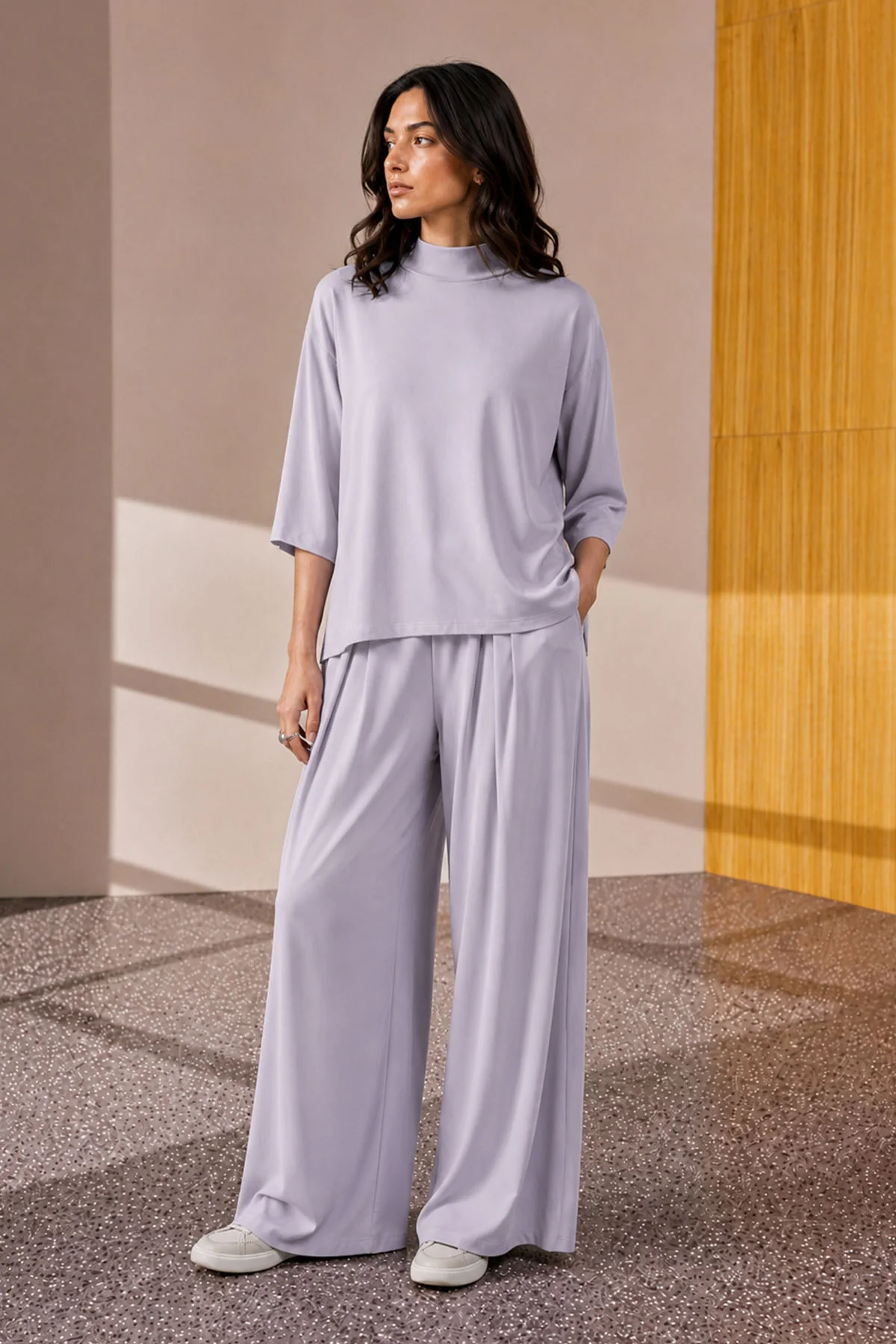 MOCK NECK SIDE SLIT CLOUDLUX