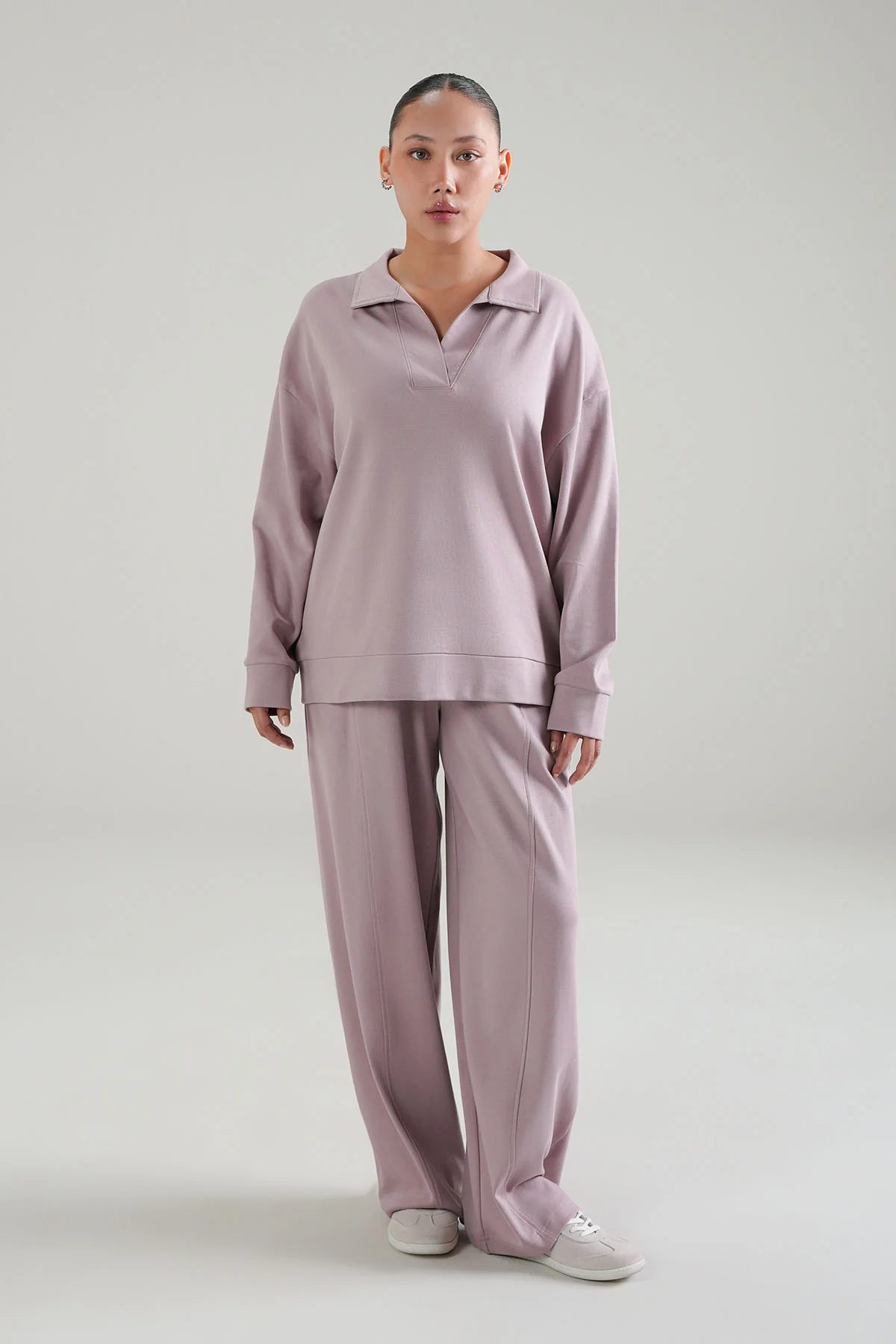 OPEN COLLAR TOP - DOUBLE KNIT