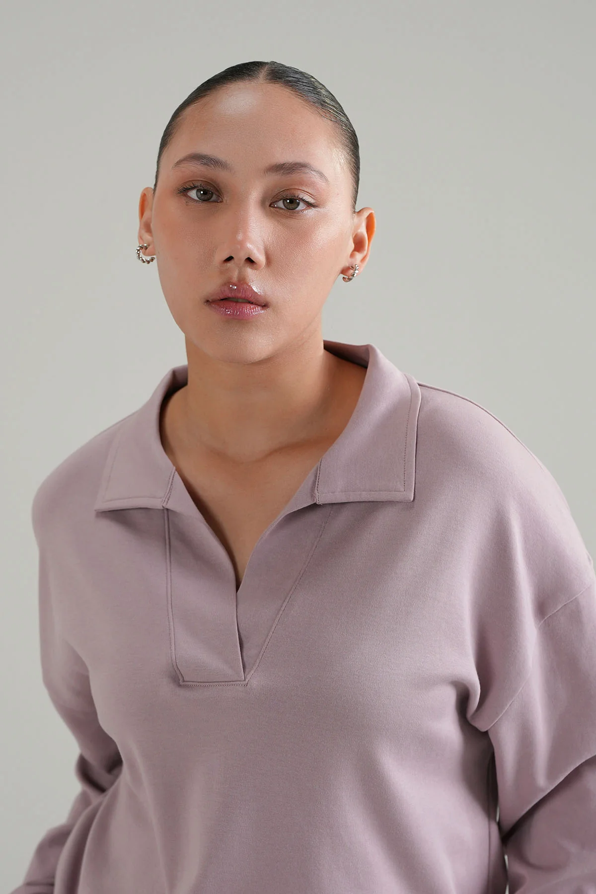OPEN COLLAR TOP - DOUBLE KNIT - Image 2
