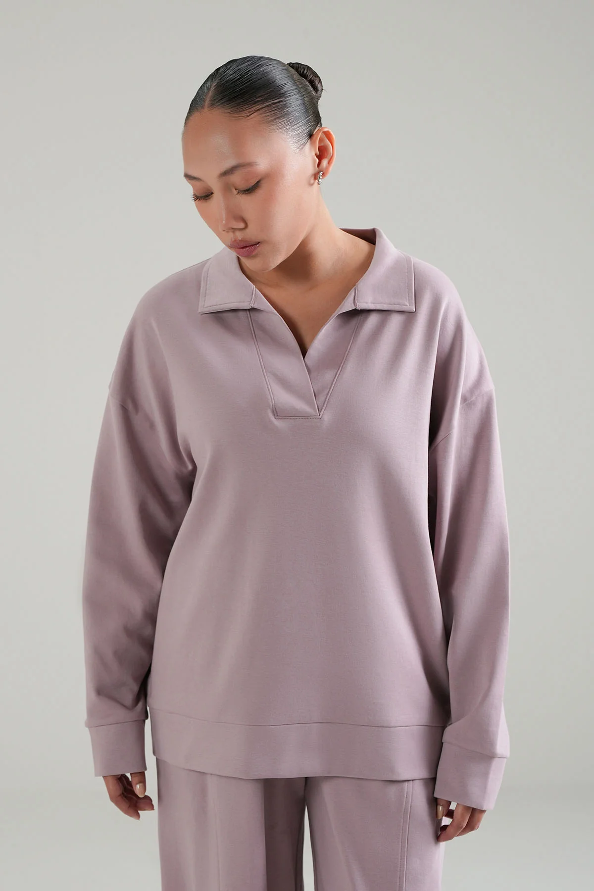 OPEN COLLAR TOP - DOUBLE KNIT - Image 4