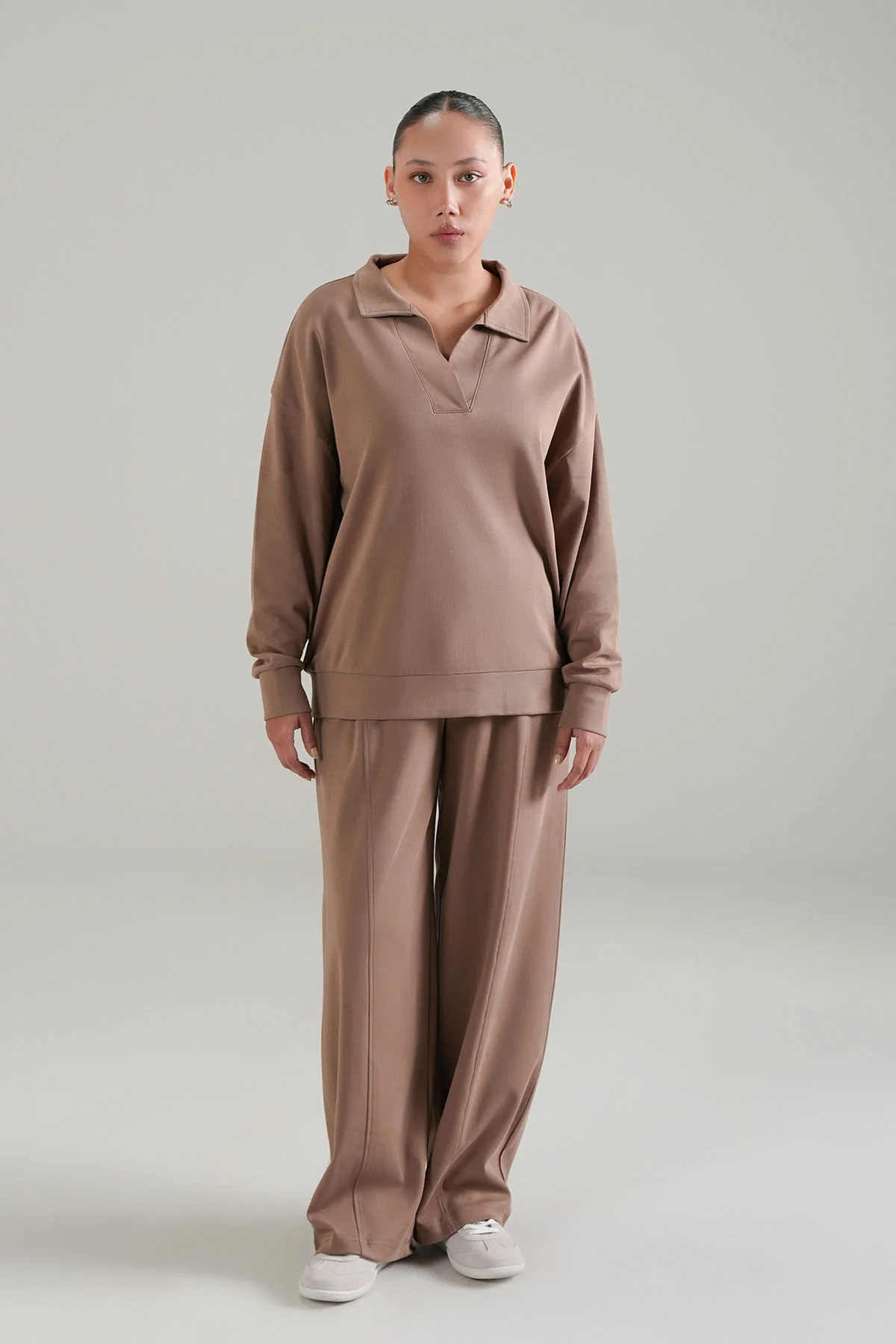OPEN COLLAR TOP - DOUBLE KNIT