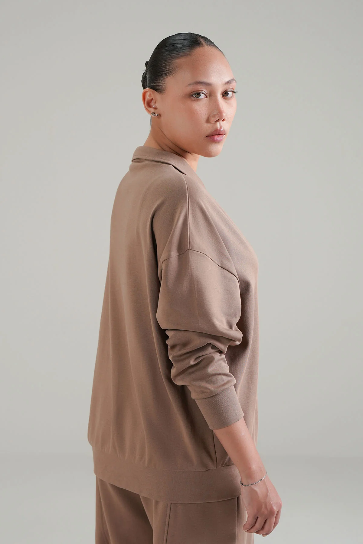 OPEN COLLAR TOP - DOUBLE KNIT - Image 3