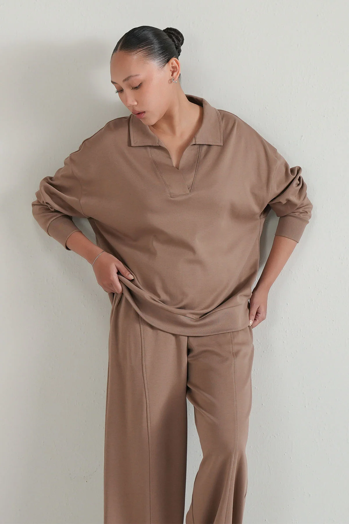OPEN COLLAR TOP - DOUBLE KNIT - Image 4