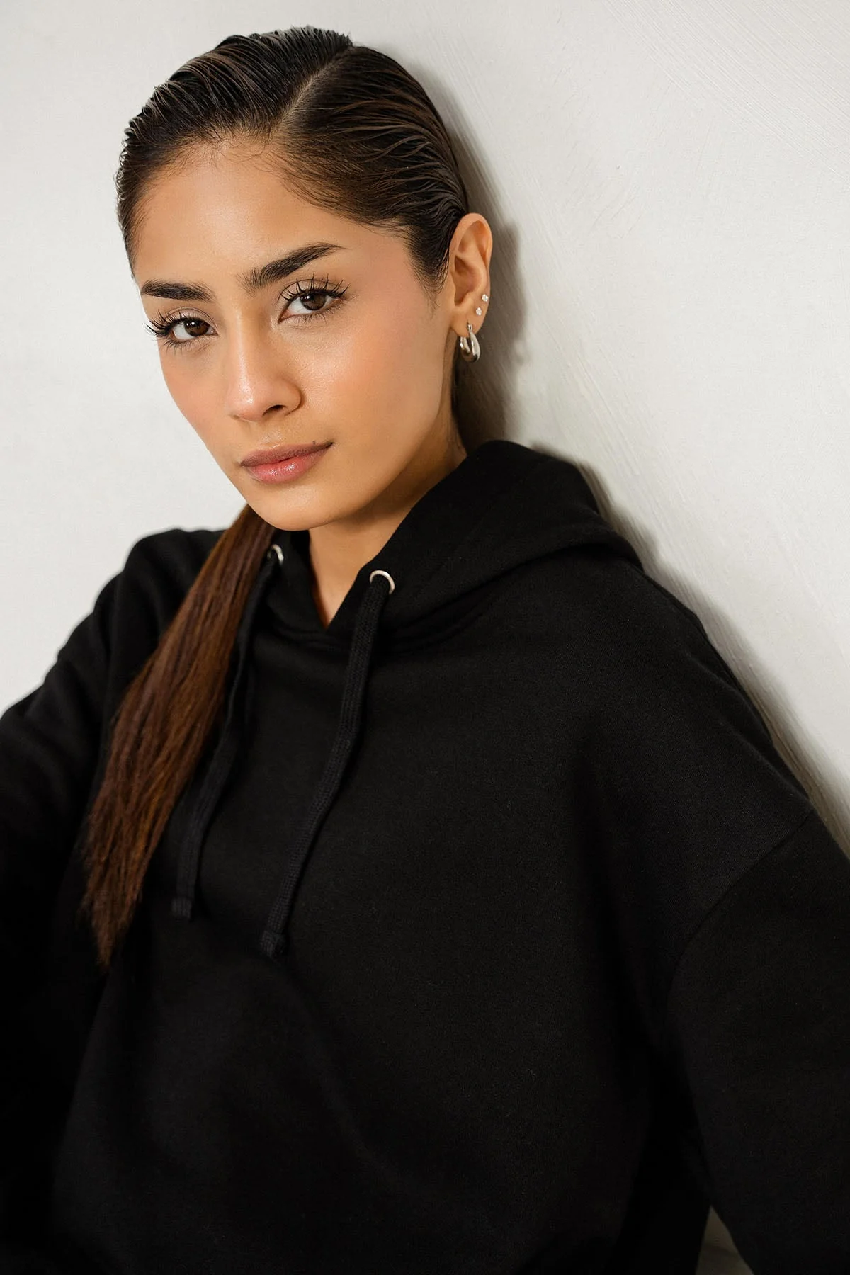 OVERSIZED LONG  HOODIE - PIMA FLEECE - Image 3
