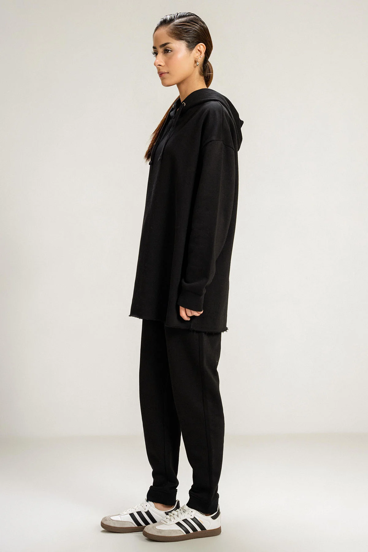 OVERSIZED LONG  HOODIE - PIMA FLEECE - Image 4