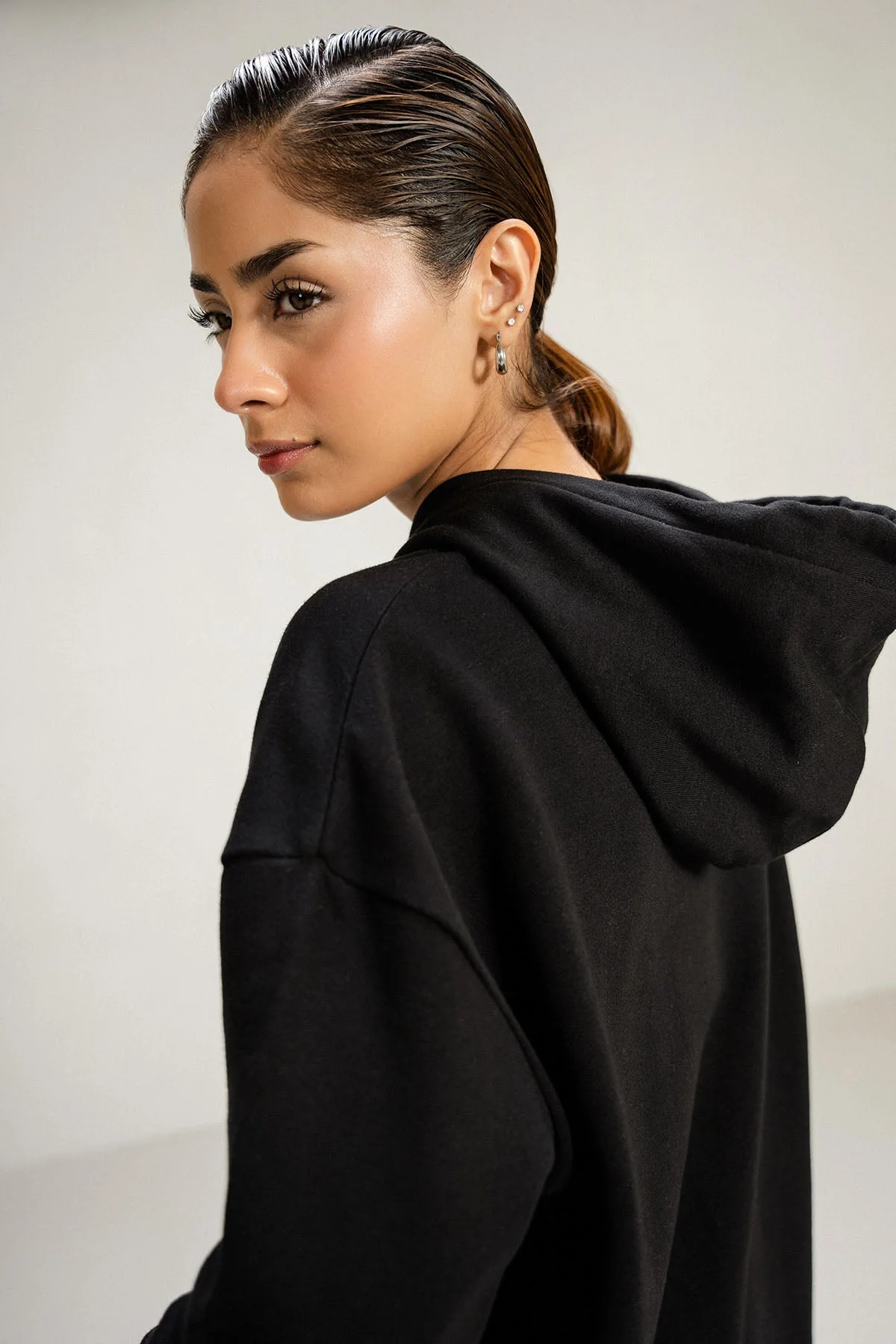 OVERSIZED LONG  HOODIE - PIMA FLEECE - Image 5