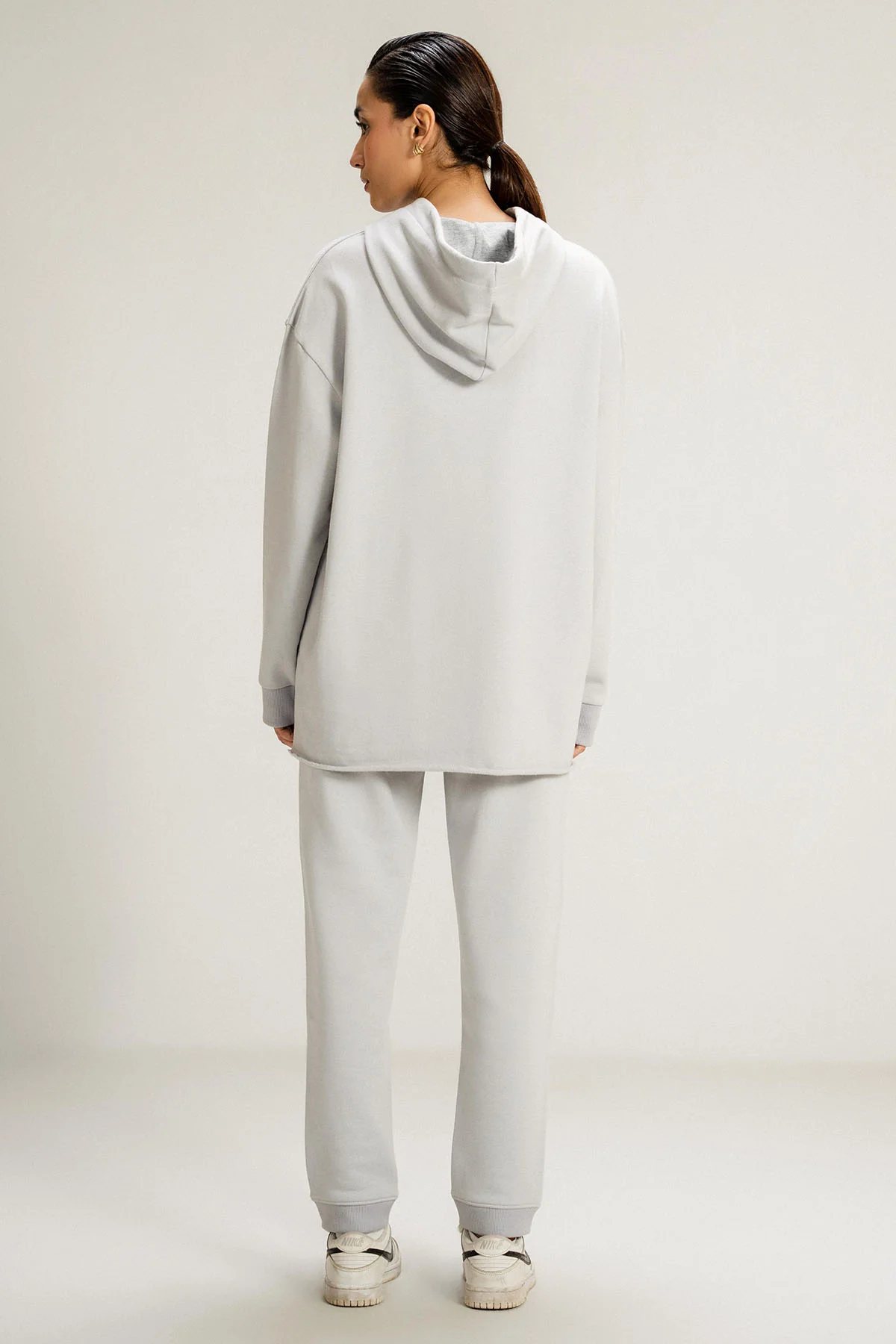 OVERSIZED LONG  HOODIE - PIMA FLEECE - Image 4