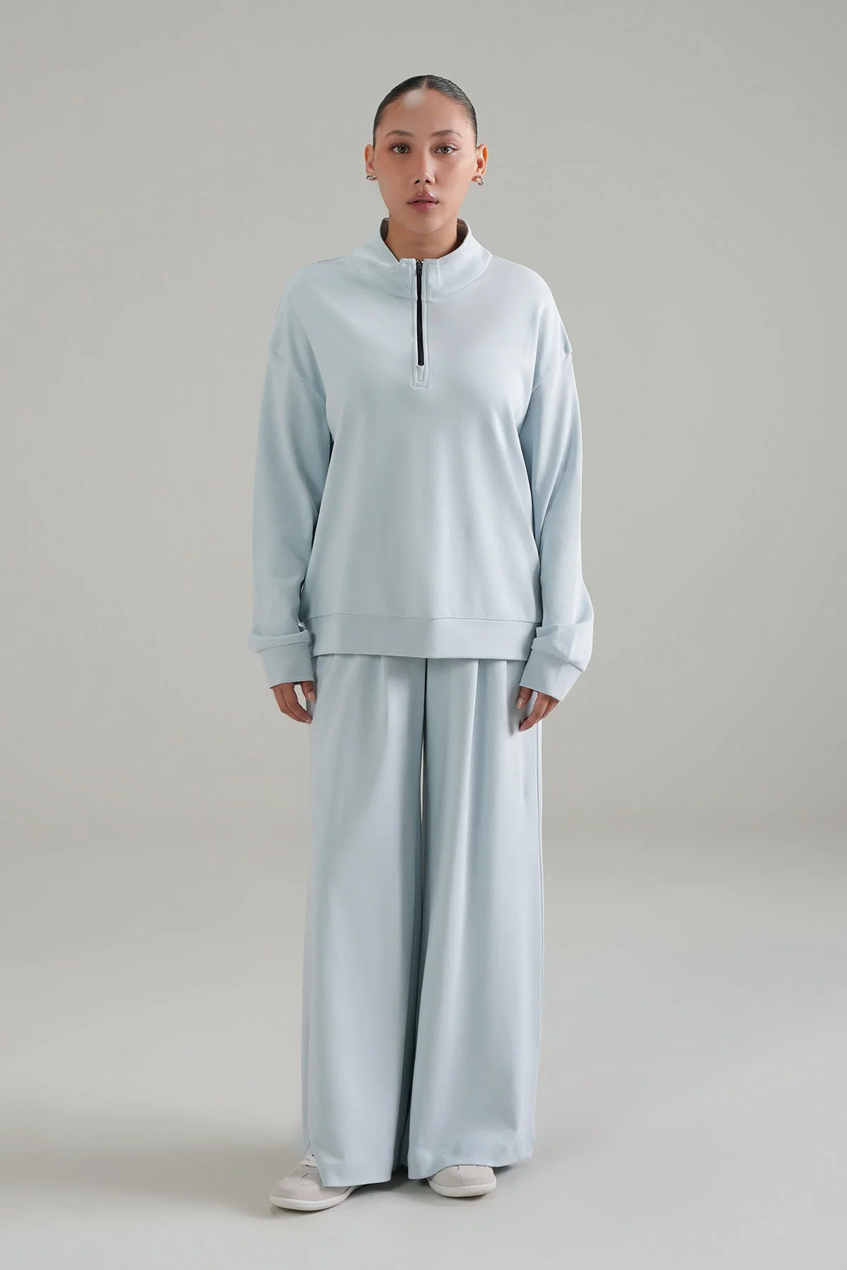 PLEATED WIDE LEG PANT DOUBLE KNIT