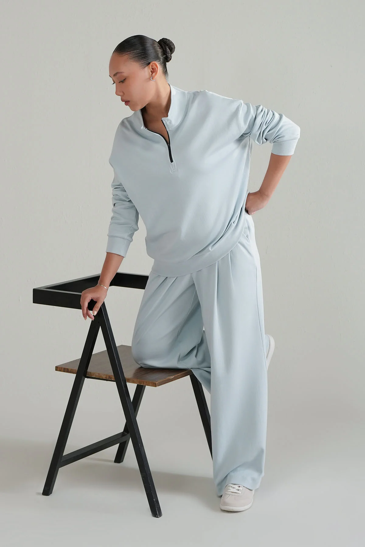 PLEATED WIDE LEG PANT DOUBLE KNIT - Image 2