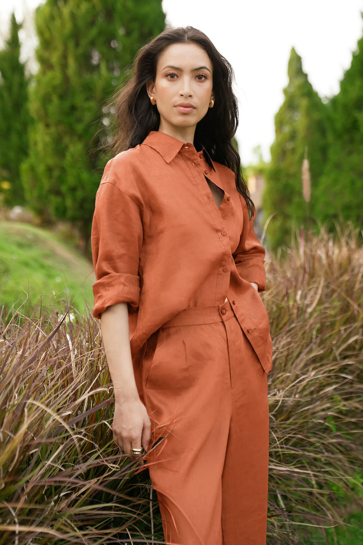 PLEATED WIDE PANTS-100% LINEN - Image 3