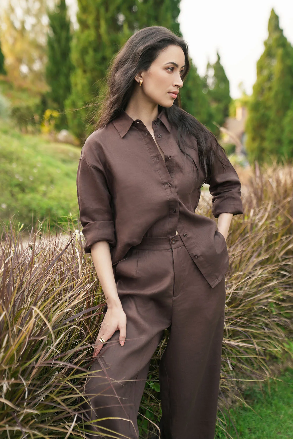 PLEATED WIDE PANTS-100% LINEN - Image 2