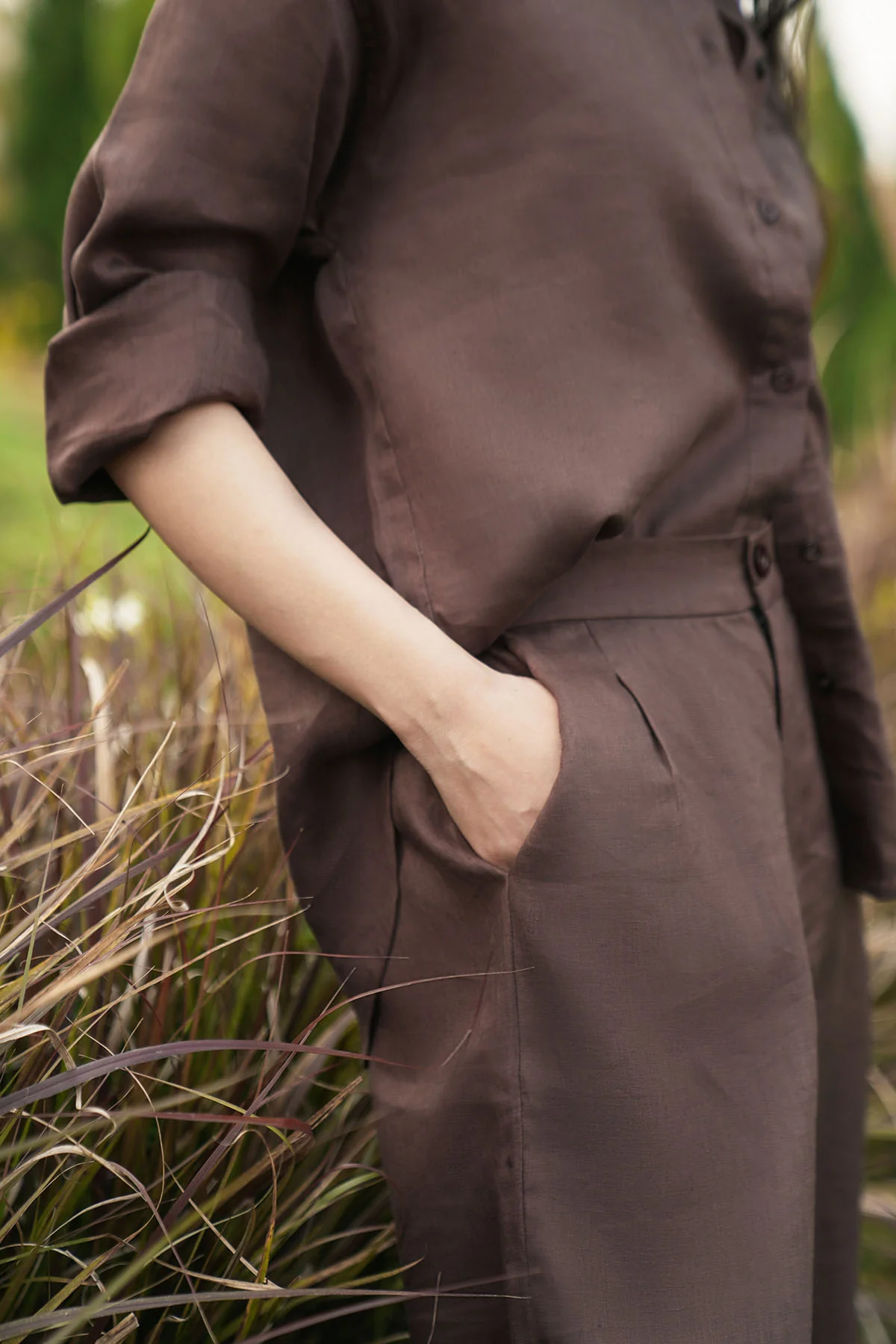 PLEATED WIDE PANTS-100% LINEN - Image 3