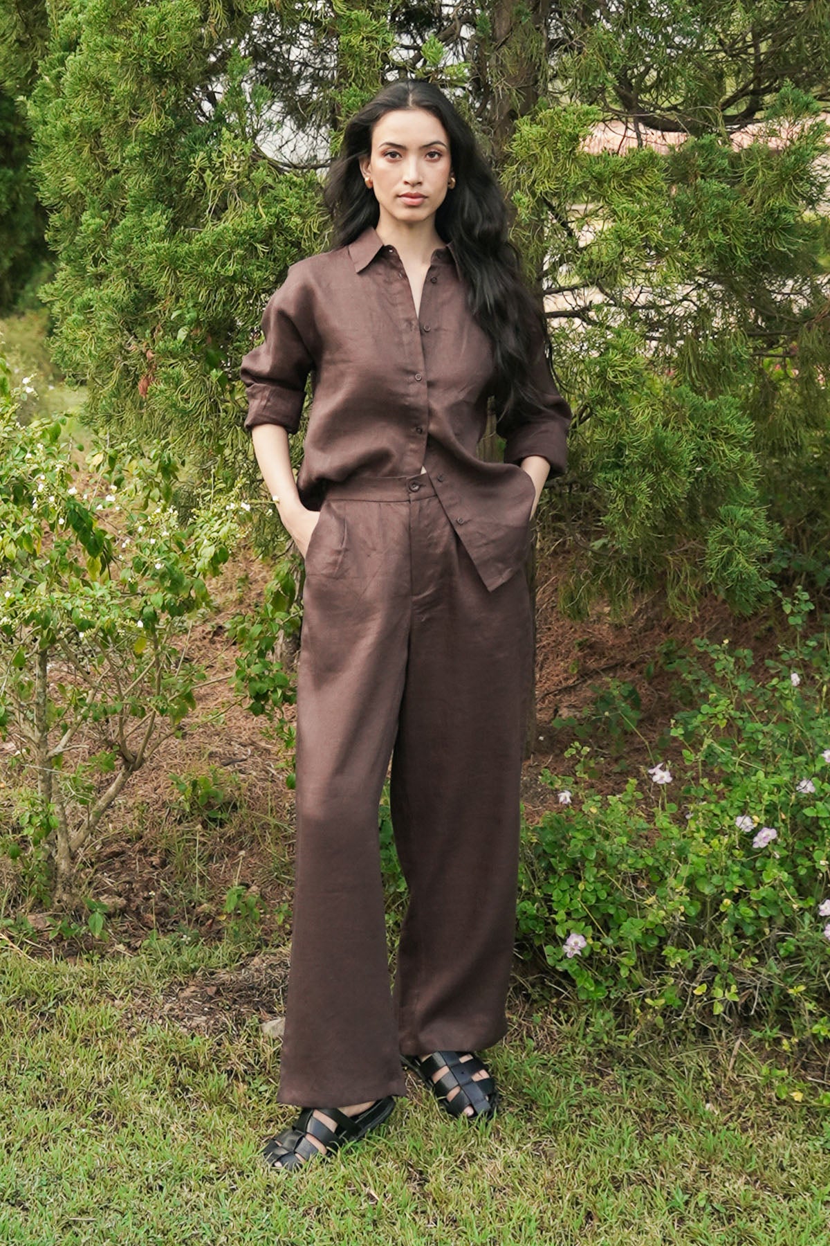 PLEATED WIDE PANTS-100% LINEN - Image 4