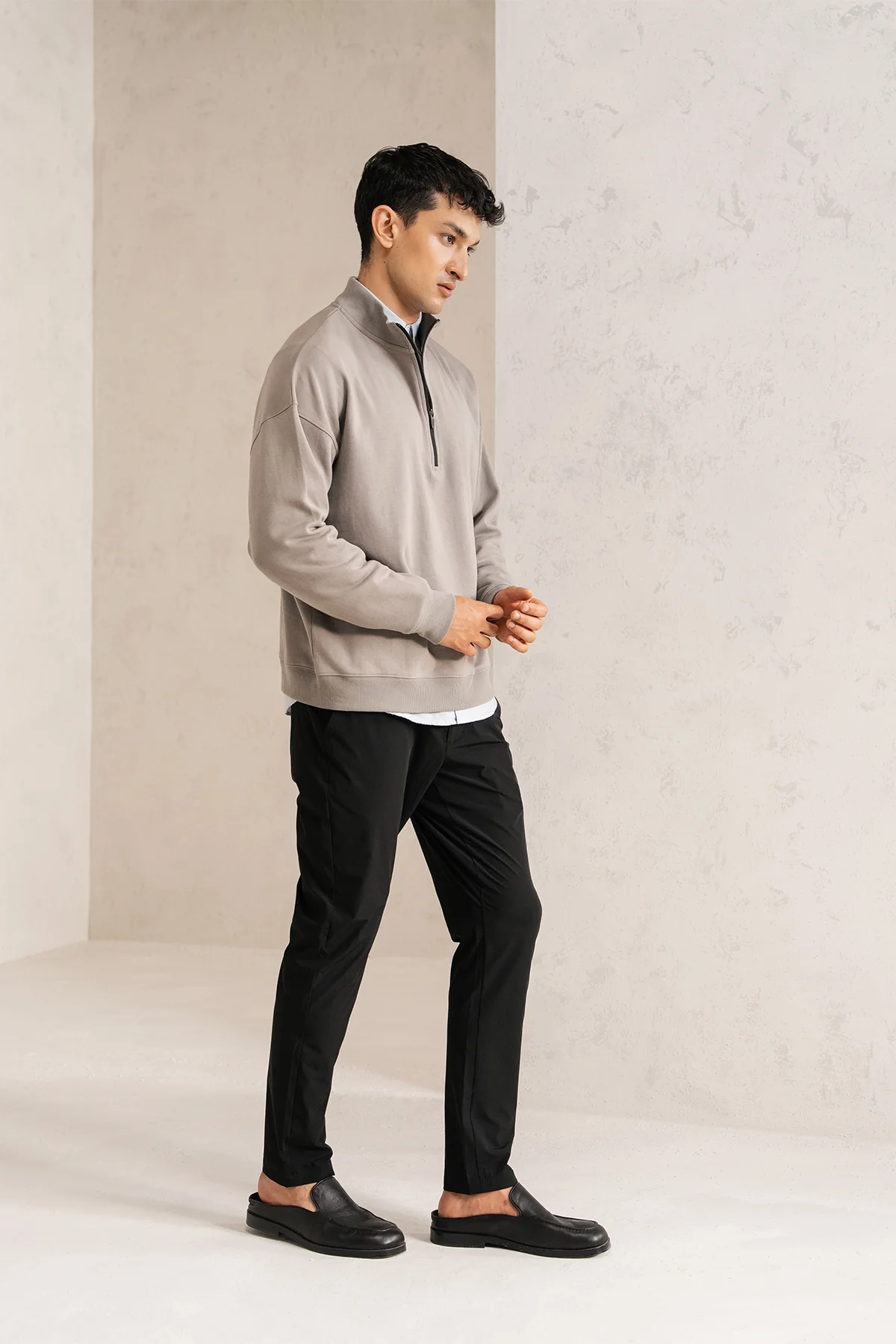 QUARTER ZIP BOXY FIT SWEATSHIRT - Image 7