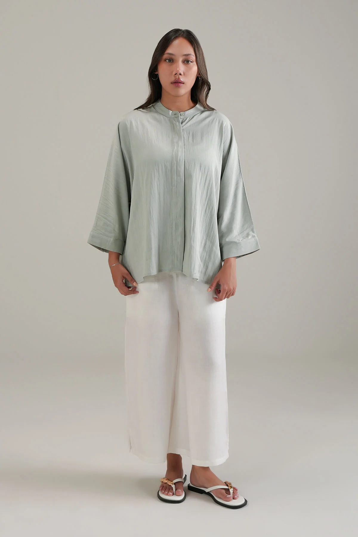 RELAXED BAND COLLAR SHIRT