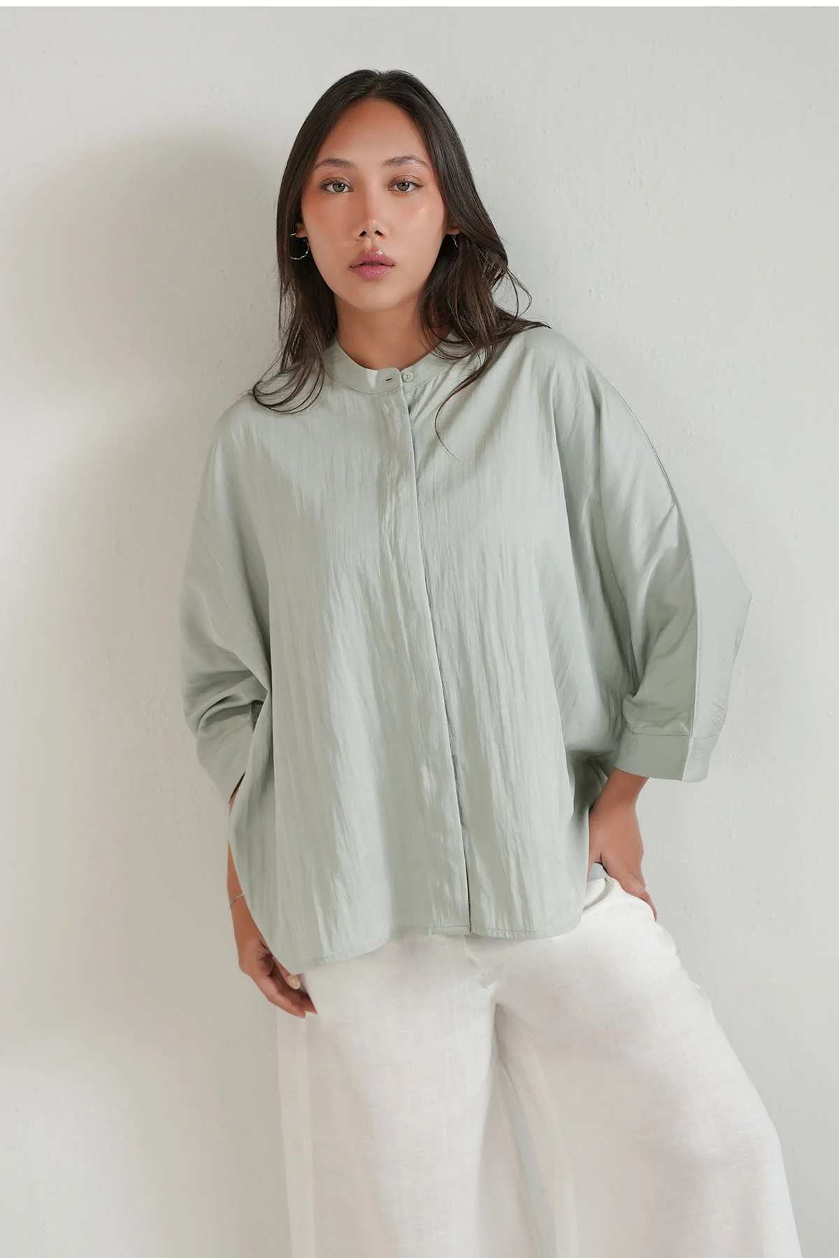 RELAXED BAND COLLAR SHIRT - Image 3