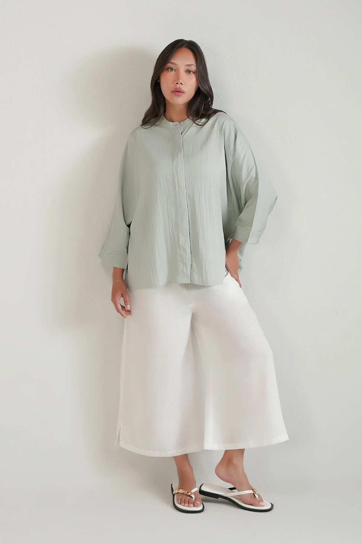 RELAXED BAND COLLAR SHIRT - Image 5