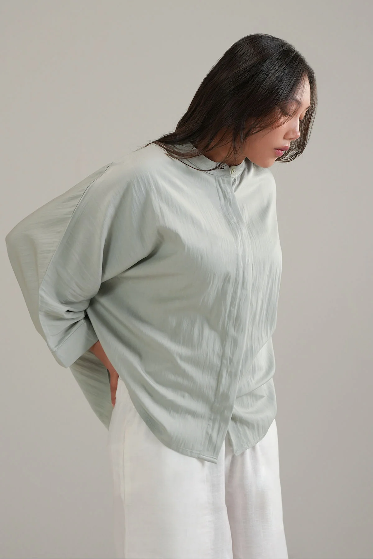 RELAXED BAND COLLAR SHIRT - Image 6