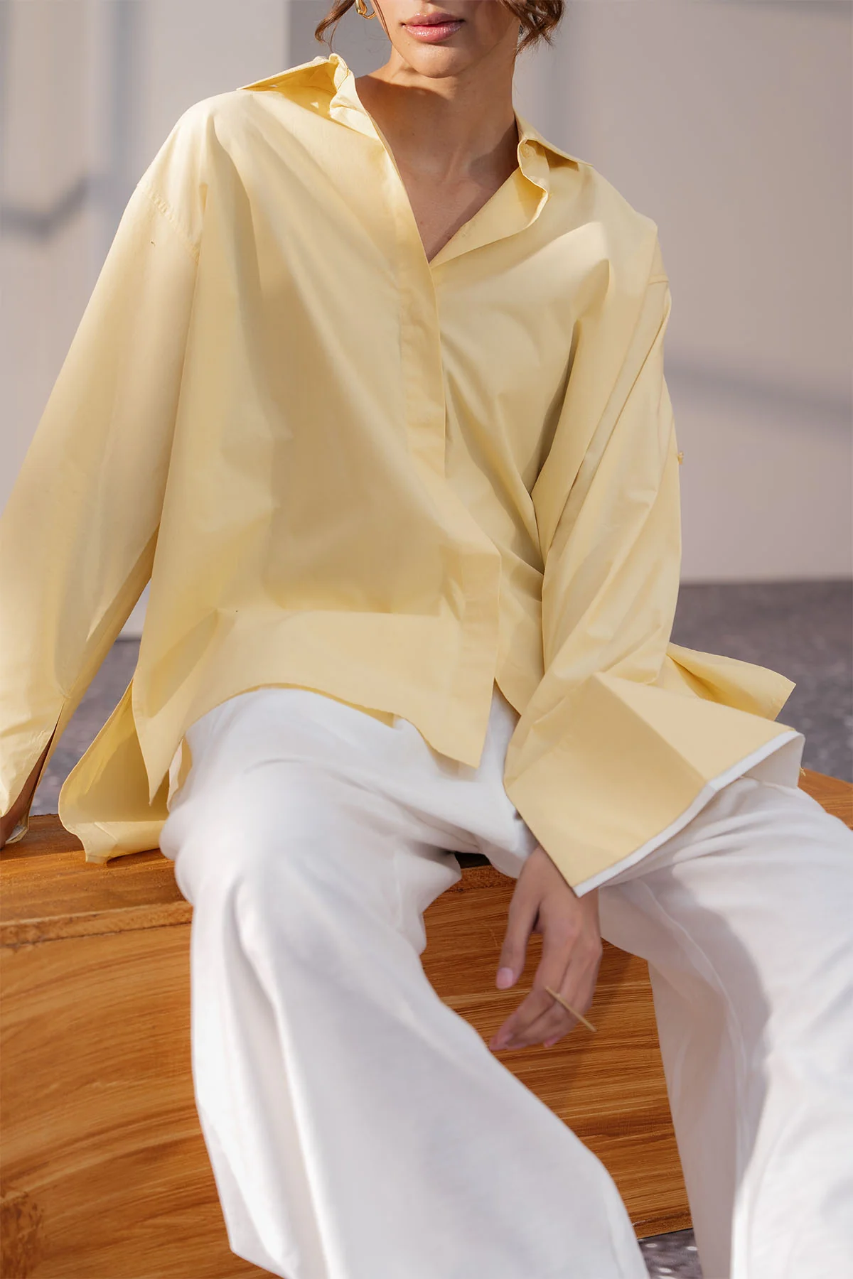 RELAXED DOUBLE CUFF SHIRT-POPLIN - Image 3