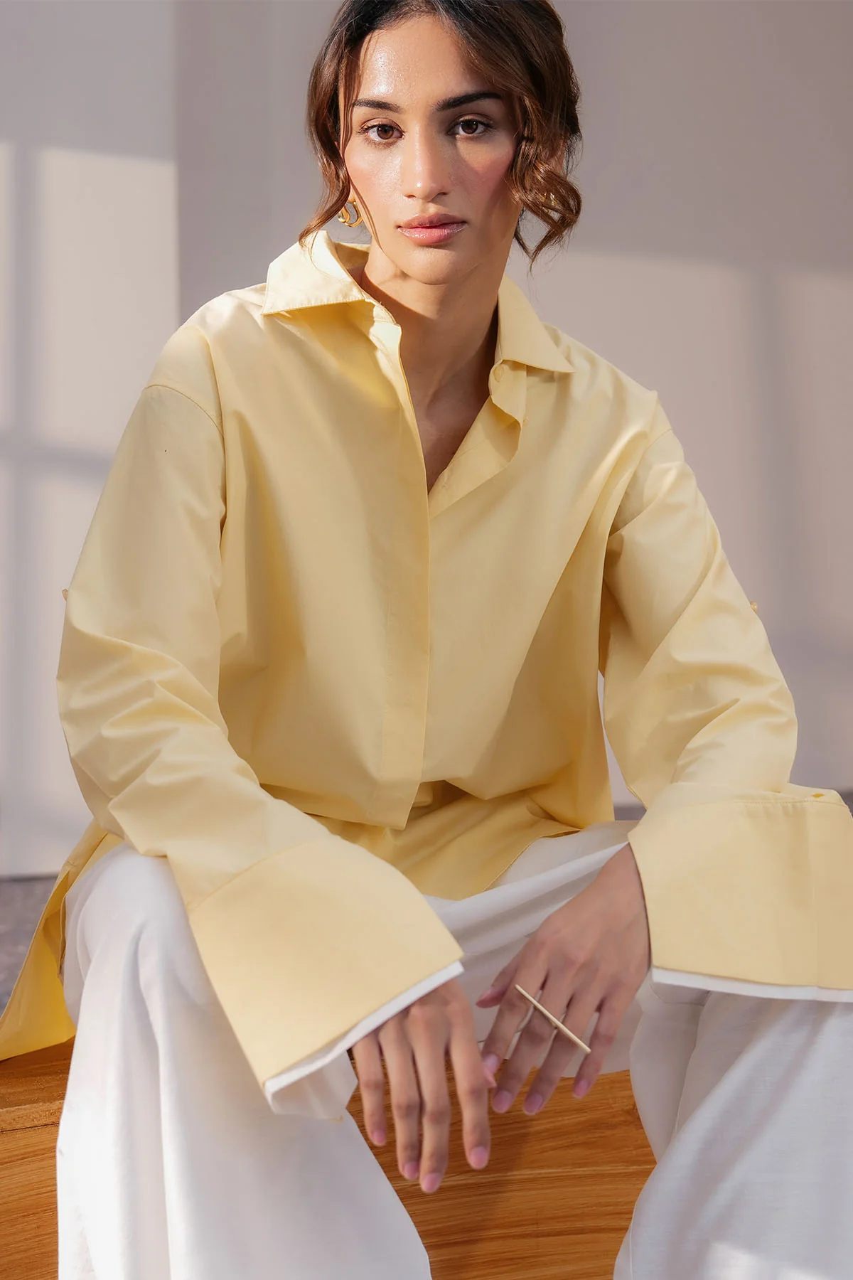 RELAXED DOUBLE CUFF SHIRT-POPLIN - Image 5