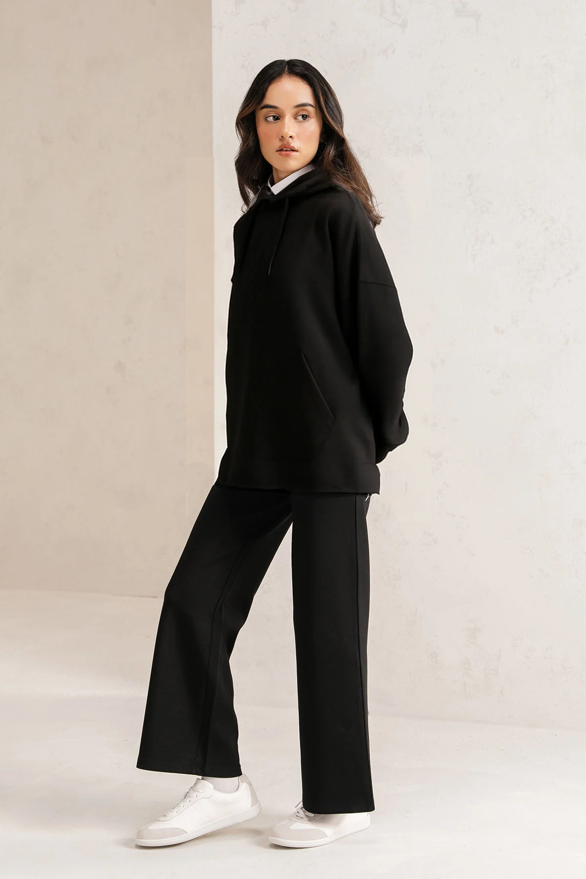 RELAXED LONG HOODIE-TERRY