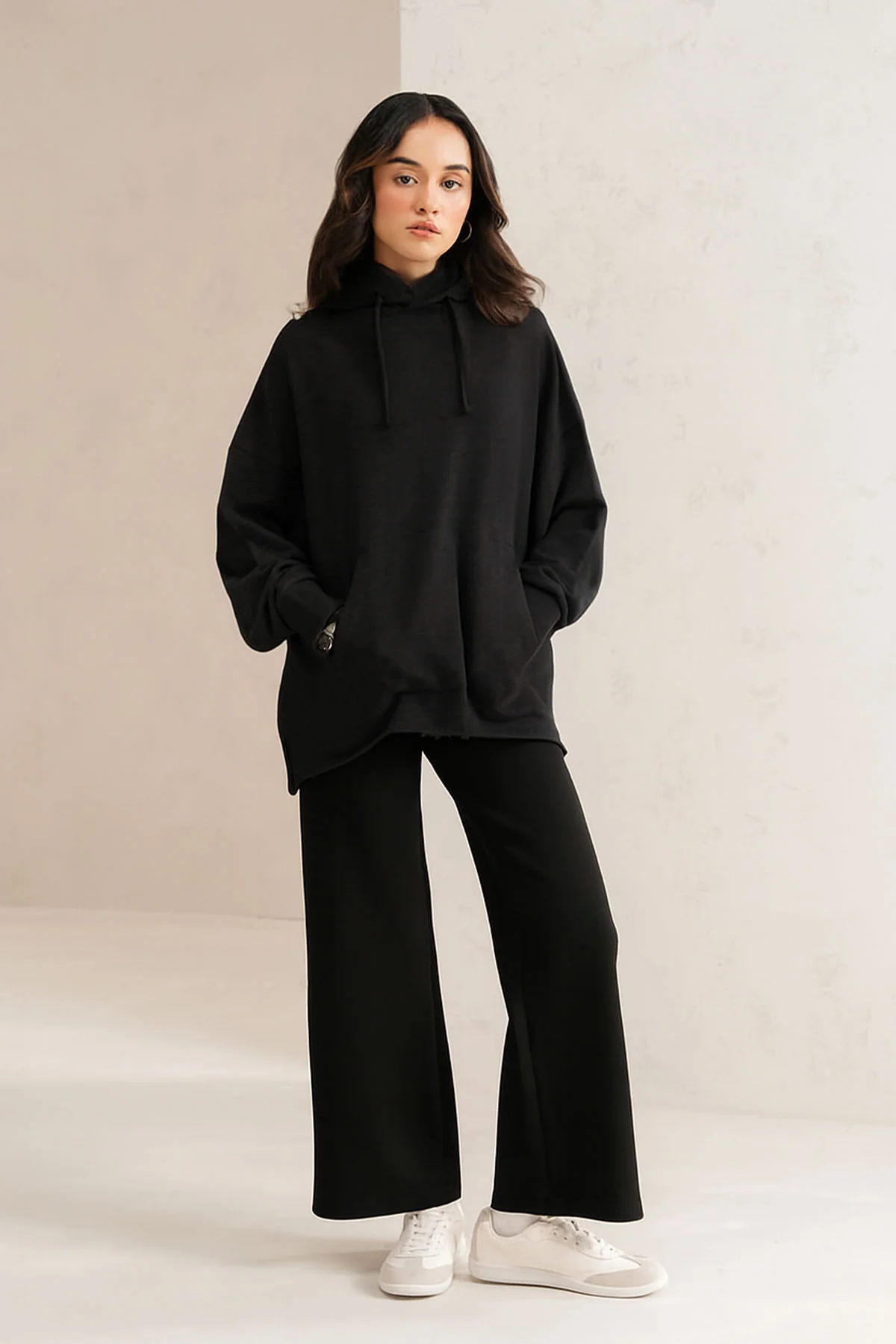 RELAXED LONG HOODIE-TERRY - Image 3