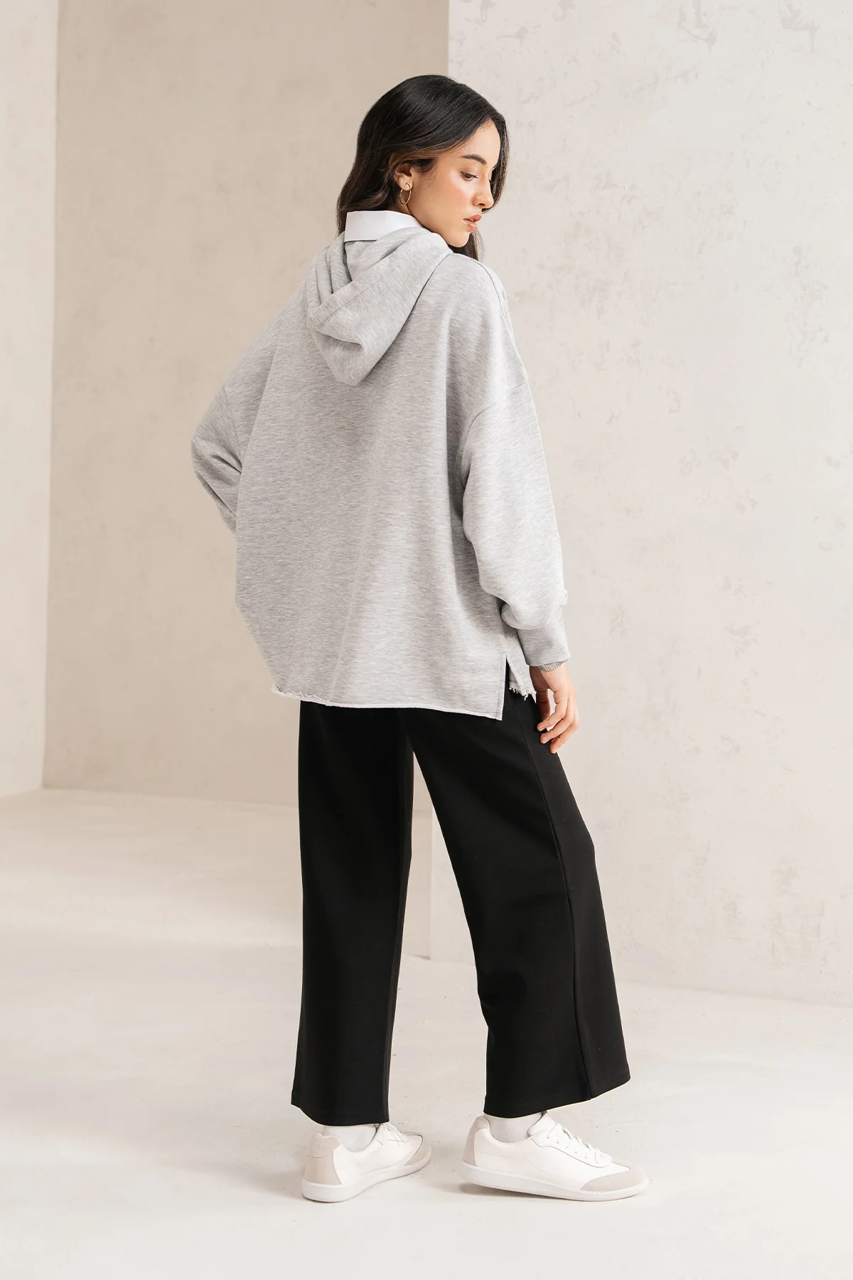 RELAXED LONG HOODIE-TERRY - Image 3